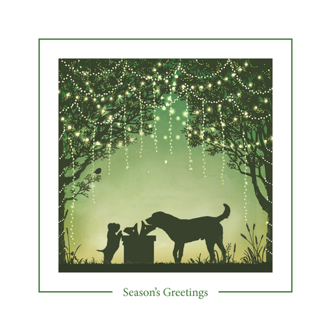 Xmas Card, Christmas Lights - Dog