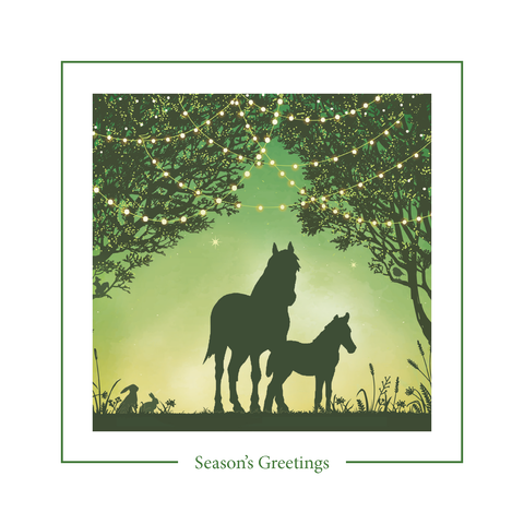 Xmas Card, Christmas Lights - Horse