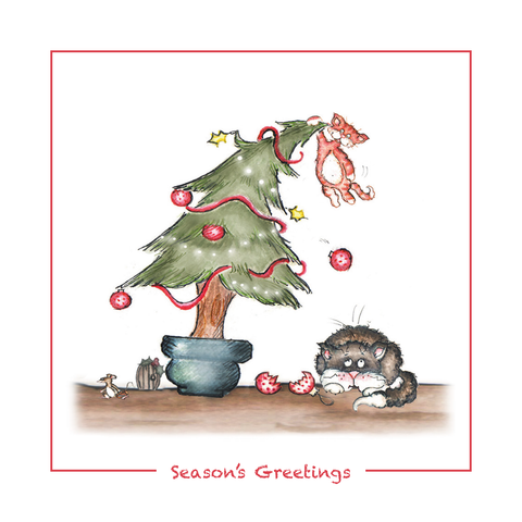 Xmas Cards, Christmas Mischief - The Cat's Gift