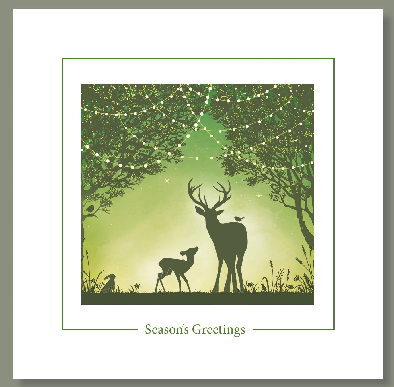Xmas Card, Christmas Lights - Deer